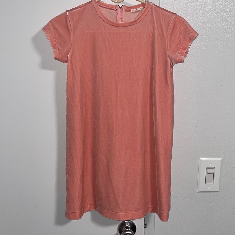 Salmon color satin Crewcut zipper dress
